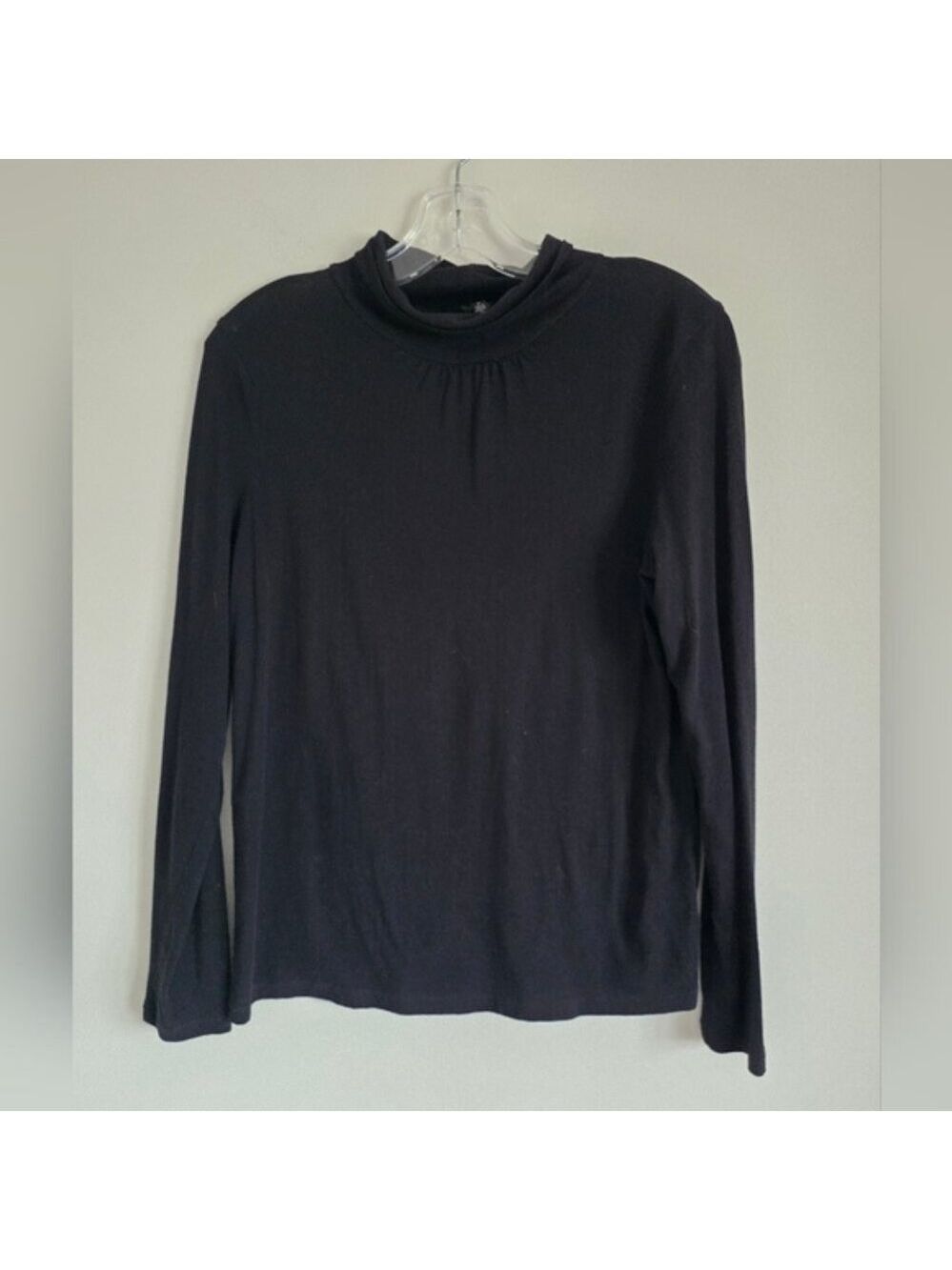 TALBOTS | Turtleneck Tee Shirt Ling Sleeve Black Sz L